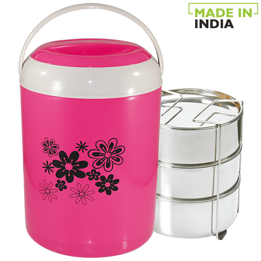 Asian Thermo Plastic Lunch Box/Tiffin Box With Steel Containers - Royal