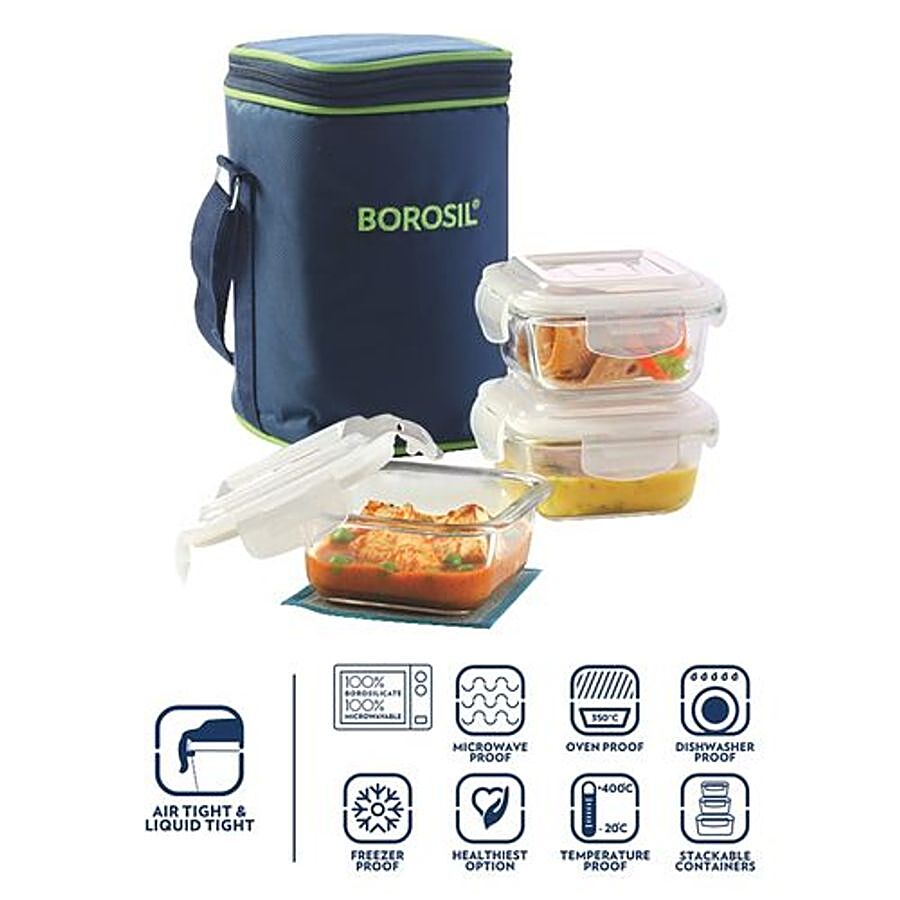 Borosil Glass Lunch Box - Microwave Safe Office Tiffin