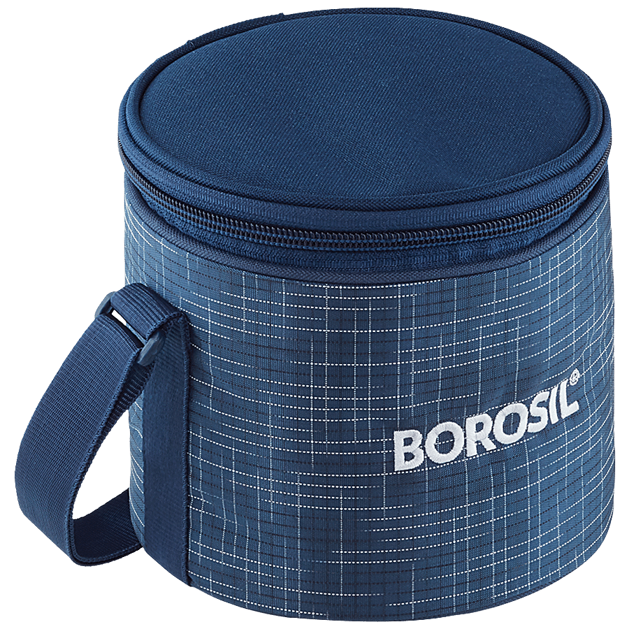 Borosil Indigo Vertical Glass Lunch/Tiffin Box - Microwave Safe