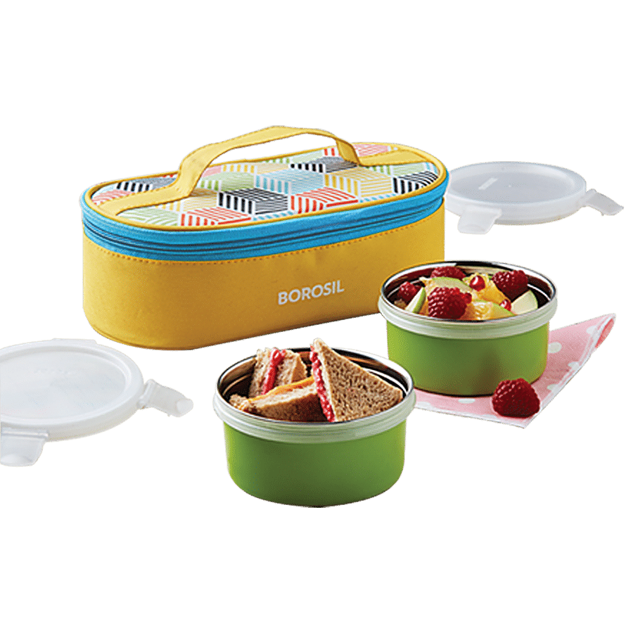 Borosil Sunshine Stainless Steel Lunch Box / Tiffin Box - Yellow