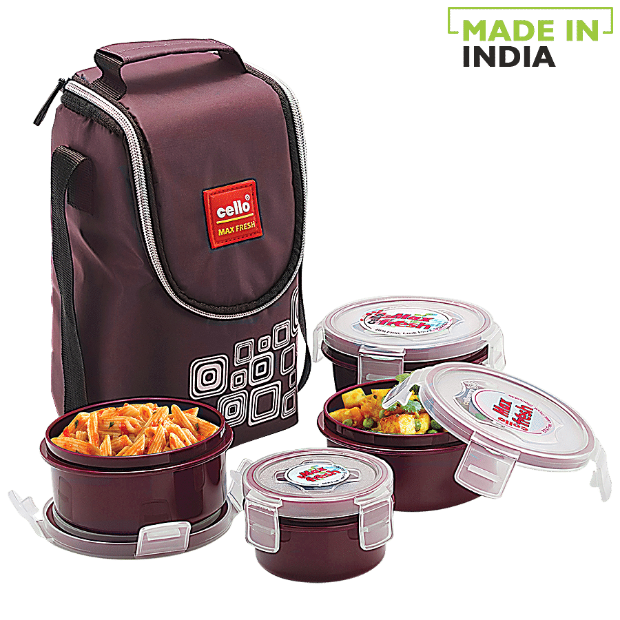 Cello Max Fresh New Click Plastic Lunch Box - Brown