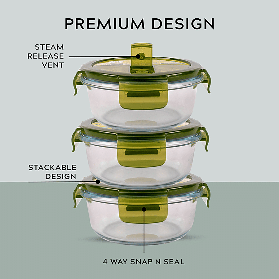 Home Puff Borosilicate Glass Lunch Box -Microwavable