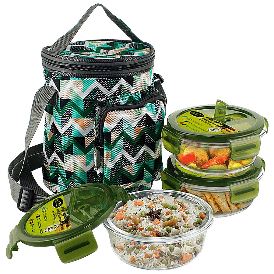 Home Puff Borosilicate Glass Lunch Box -Microwavable