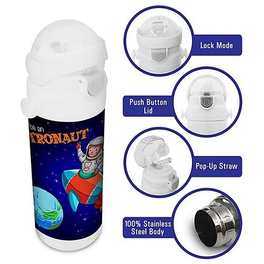 Hot Muggs Insulated Stainless Steel Easy Sip Bottle - Want To Be An Astronaut