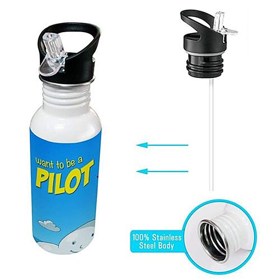 Hot Muggs Stainless Steel Sipper Cap Bottle - Want To Be A Pilot