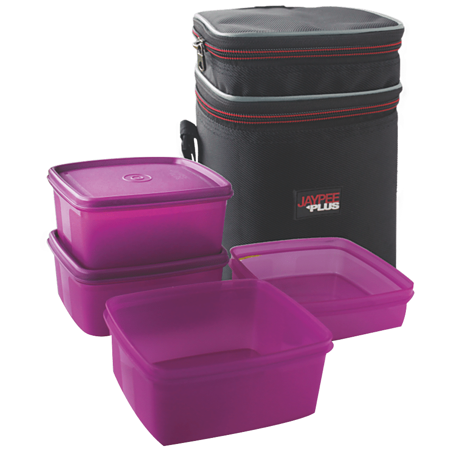 Jaypee Plus Wonder Bag 4 Lunch Box - Black Pouch & Purple