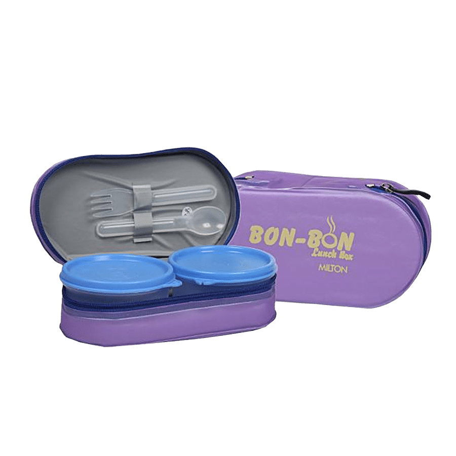 Milton Bon Plastic Lunch/Tiffin Box With Containers & Cover - Purple