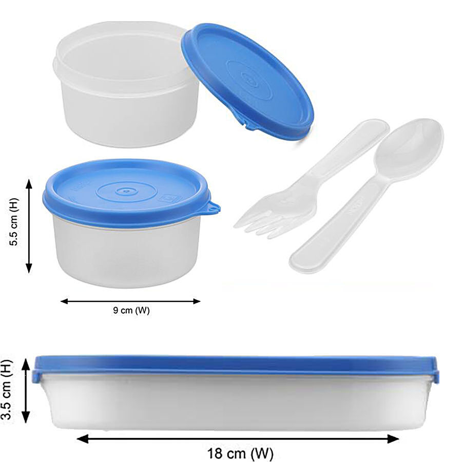 Milton Double Decker Plastic Lunch/Tiffin Box With Containers & Cover - Blue