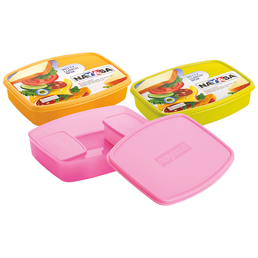 Nayasa Witty Big Plastic Lunch Box For Kids - School