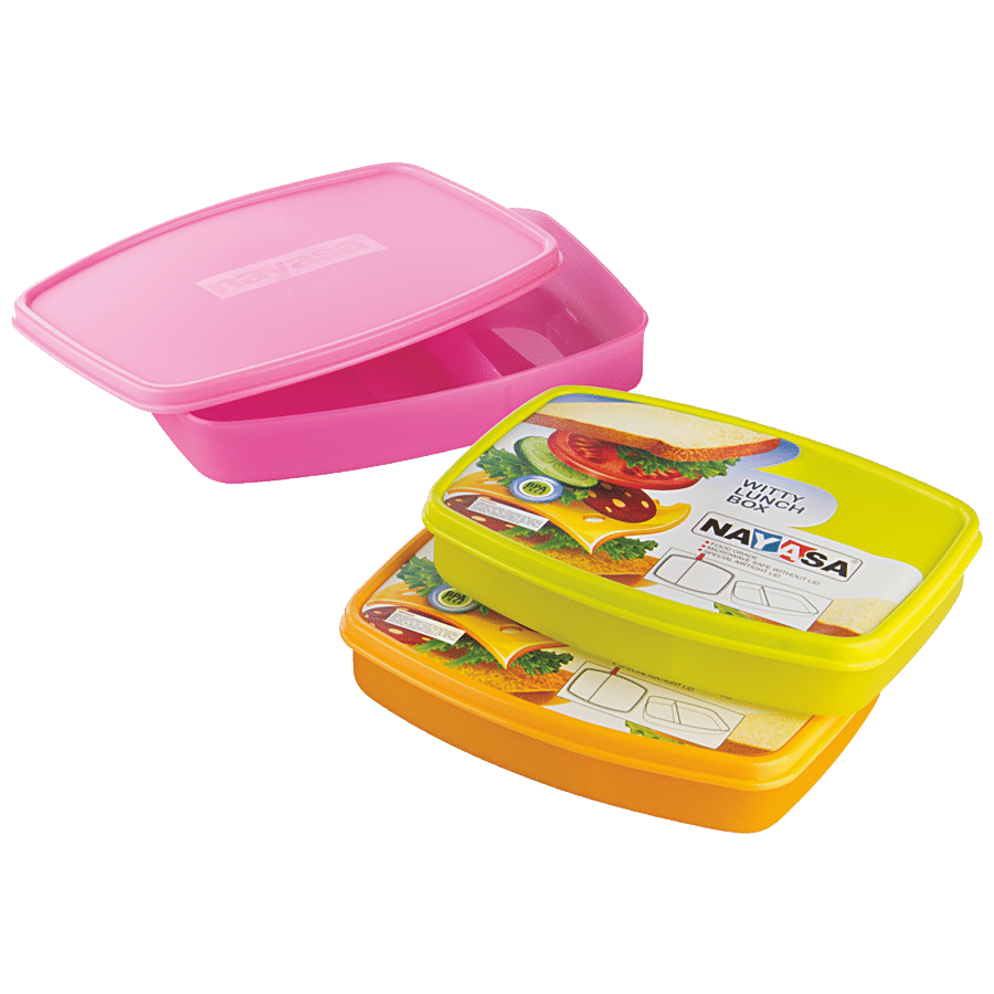 Nayasa Witty Plastic Lunch Box For Kids - School