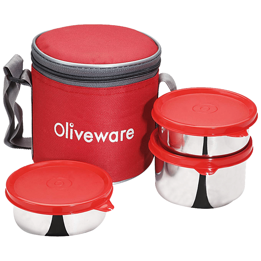 Oliveware Lovely Stylo Lunch Containers With Bag - Air-Tight