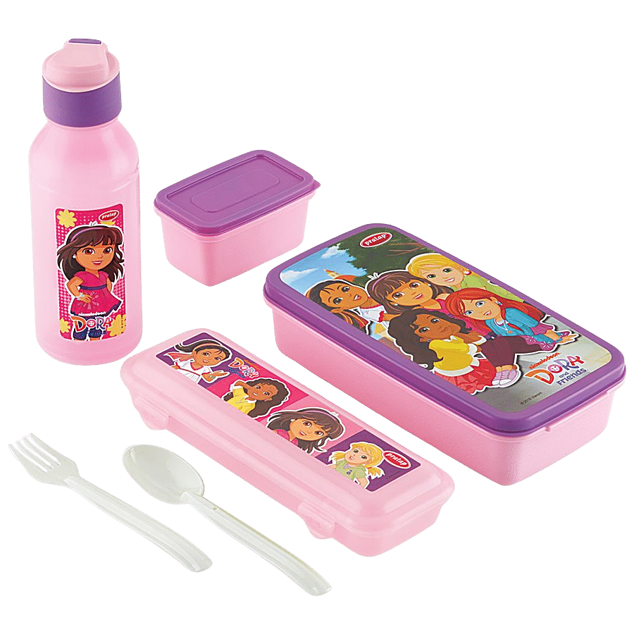 Pratap Fun School Time Dora & Friends Lunch Box Set - Lightweight