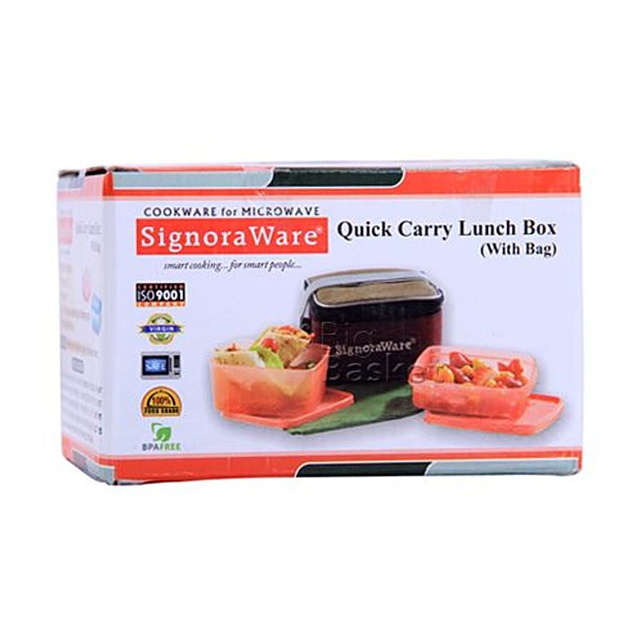 Signoraware 511 Quick Carry Lunch Box with Bag - 2 Containers with lid & 1 Bag