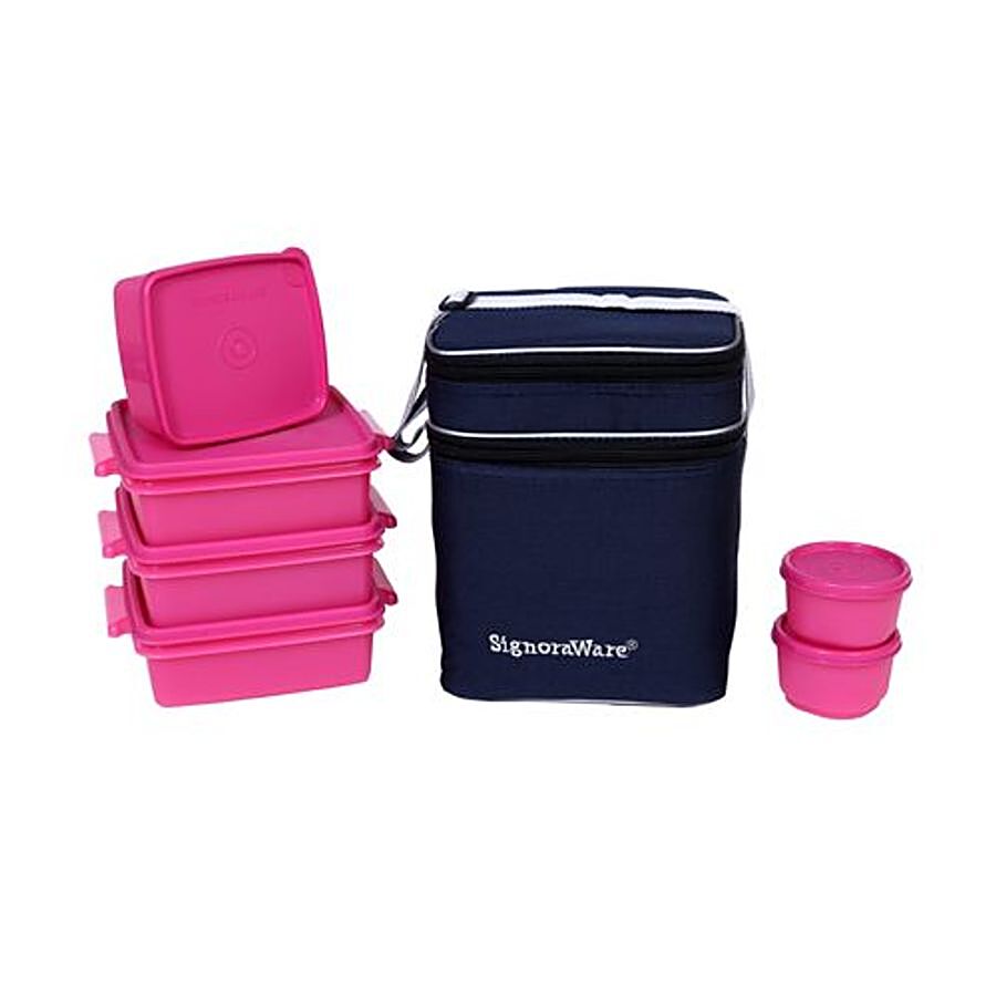 Signoraware Family Pack Lunch With Bag - Pink 504