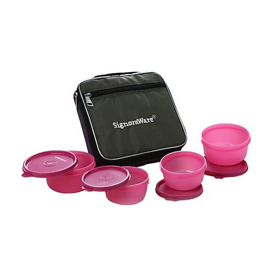 Signoraware Fresh Lunch Box With Bag - Pink 549