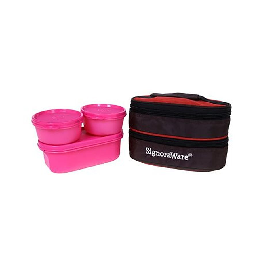 Signoraware Healthy Lunch Box With Bag - Pink 545