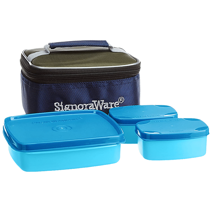 Signoraware Hot N Cute Polypropylene Lunch Box With Bag - Blue