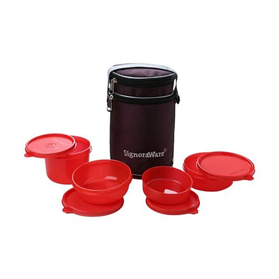 Signoraware Perfect Lunch Box With Bag - Red 534