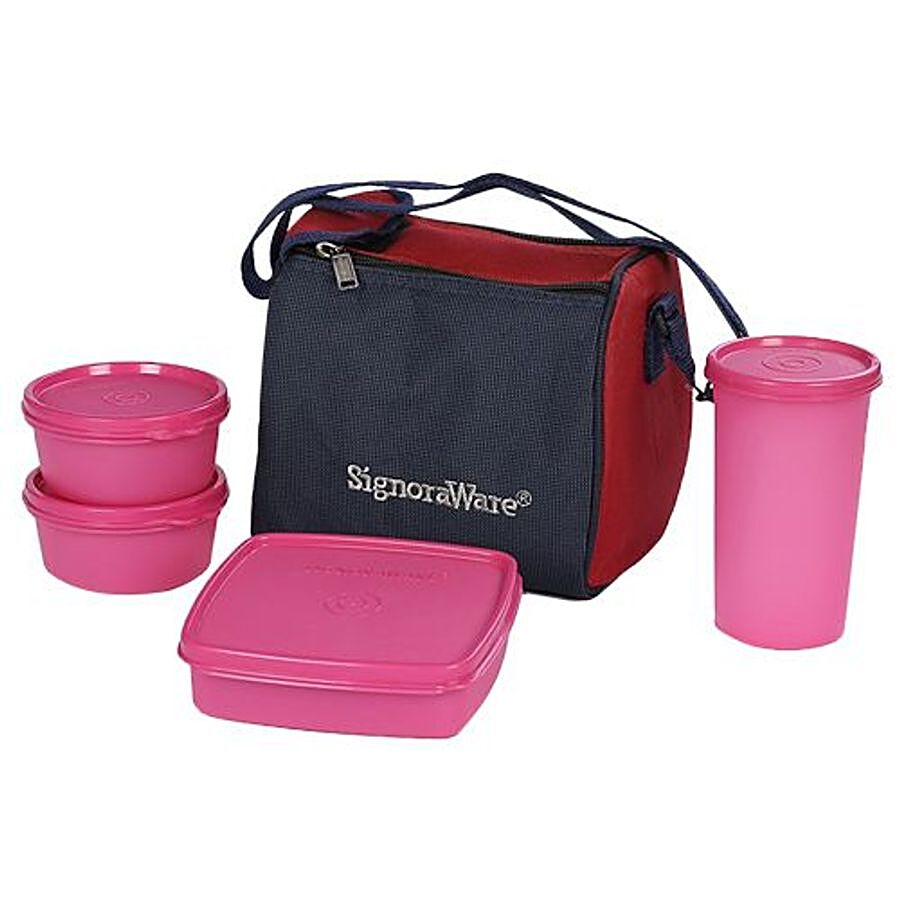 Signoraware Plastic Lunch Box Set with Bag