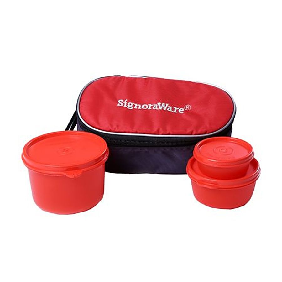 Signoraware Rainbow Lunch Box With Bag - Red 553