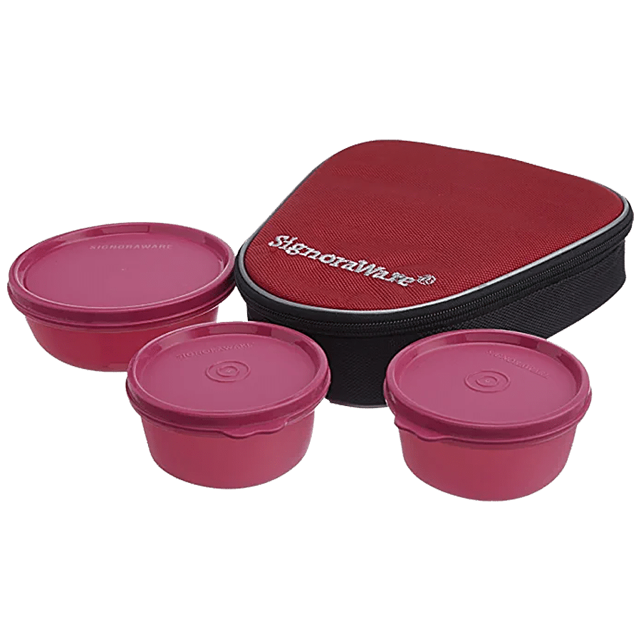 Signoraware Sleek Polypropylene Lunch Box Set with Insulated Bag