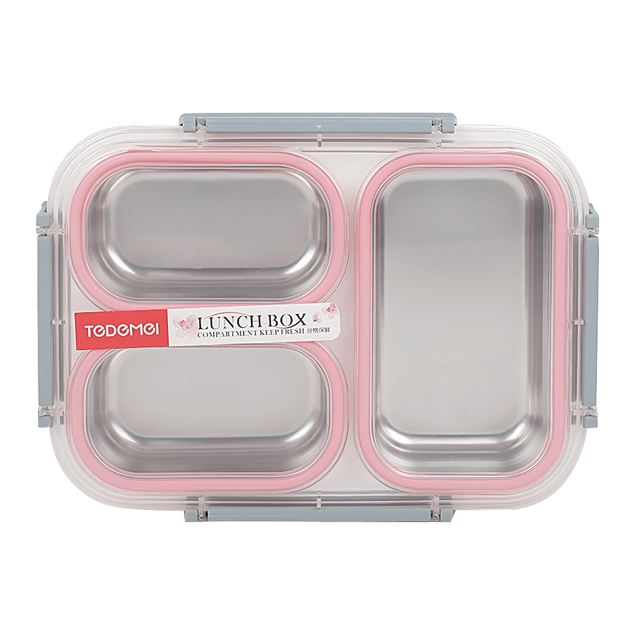 Tedemei Plastic & Stainless Steel Lunch Box/Tiffin Box - Leak Proof