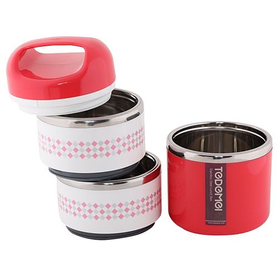 Tedemei Stainless Steel Lunch Box/Tiffin Set - Red