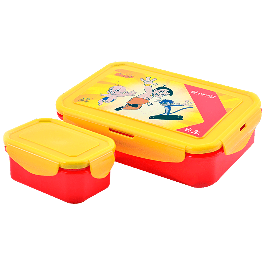 Yellow Spark Chota Bheem Large Plastic Lunch Box - With Container