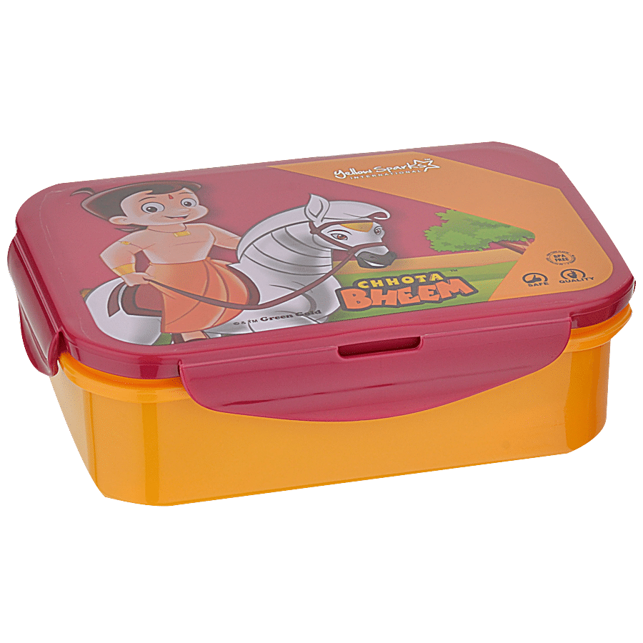 Yellow Spark Chota Bheem Single Compartment Plastic Lunch Box - With Container