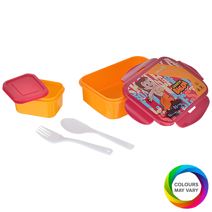 Yellow Spark Chota Bheem Single Compartment Plastic Lunch Box - With Container