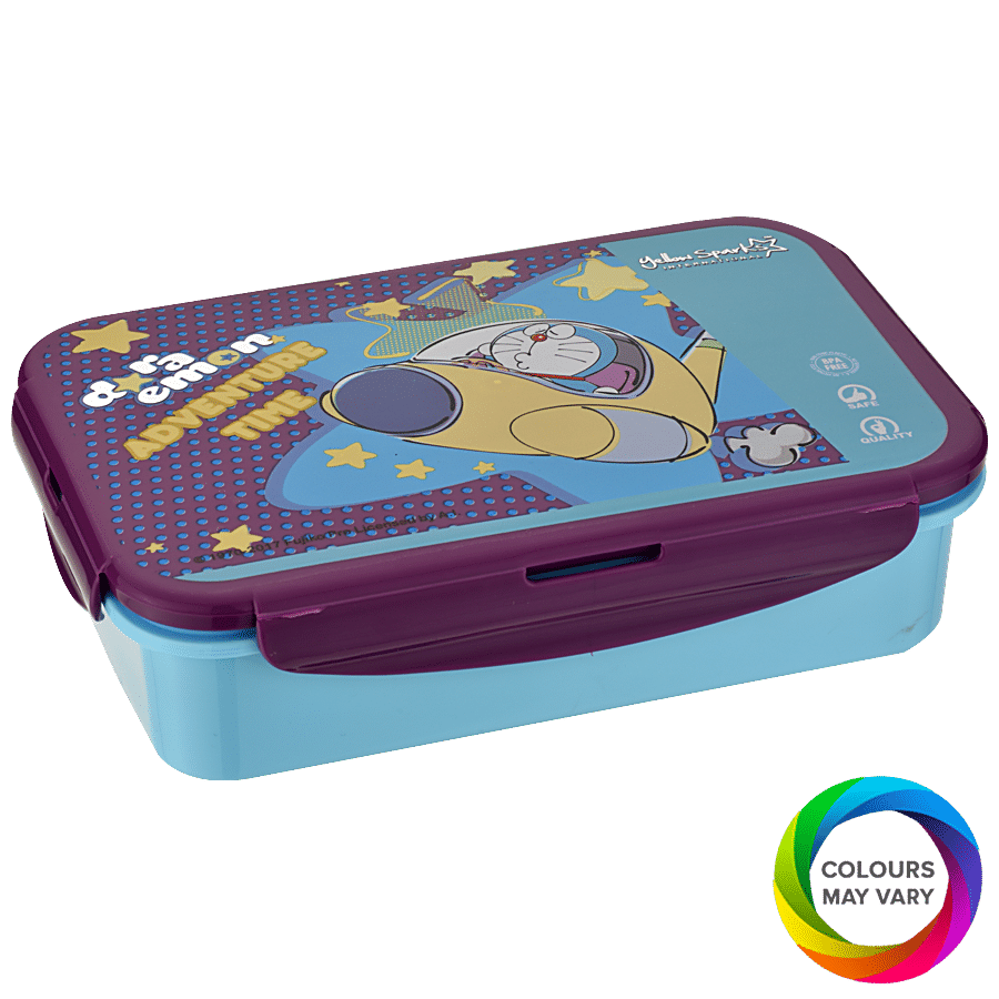 Yellow Spark Doraemon Large Plastic Lunch Box - With Container