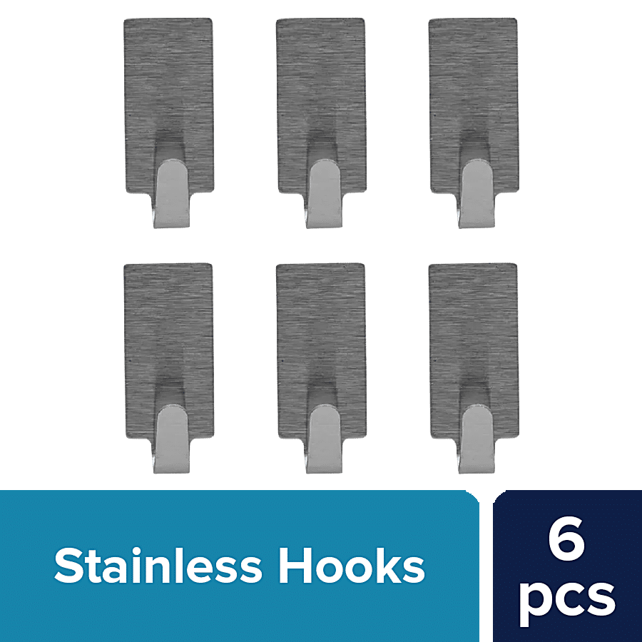 bb home Stainless Steel Square Adhesive Hook Set - Strong Grip