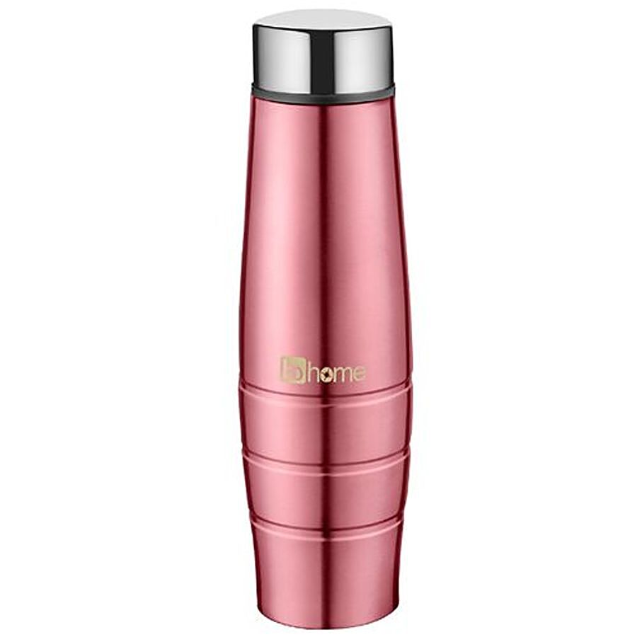 BB Home Aqua Stainless Steel Bottle With Steel Cap - Metallic Pink Finish