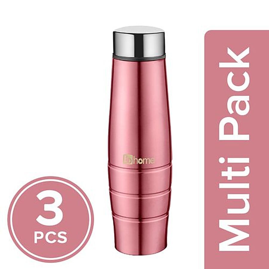 BB Home Aqua Stainless Steel Bottle With Steel Cap - Metallic Pink Finish