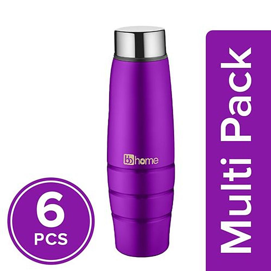 BB Home Aqua Stainless Steel Bottle With Steel Cap - Purple