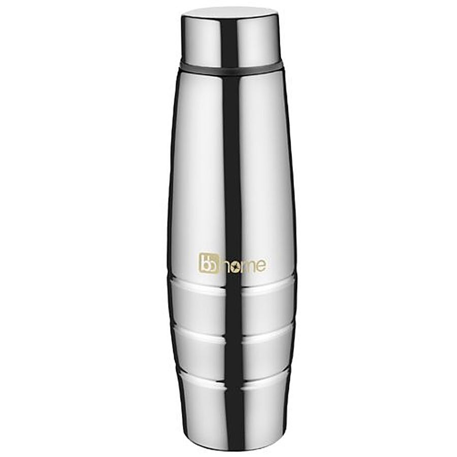 BB Home Aqua Stainless Steel Bottle With Steel Cap - Steel Mirror Finish