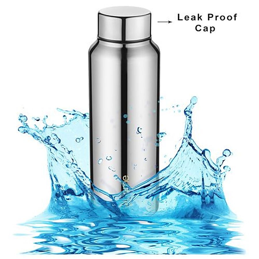 BB Home Frost Stainless Steel Water Bottle With Steel Cap - Steel Mirror Finish