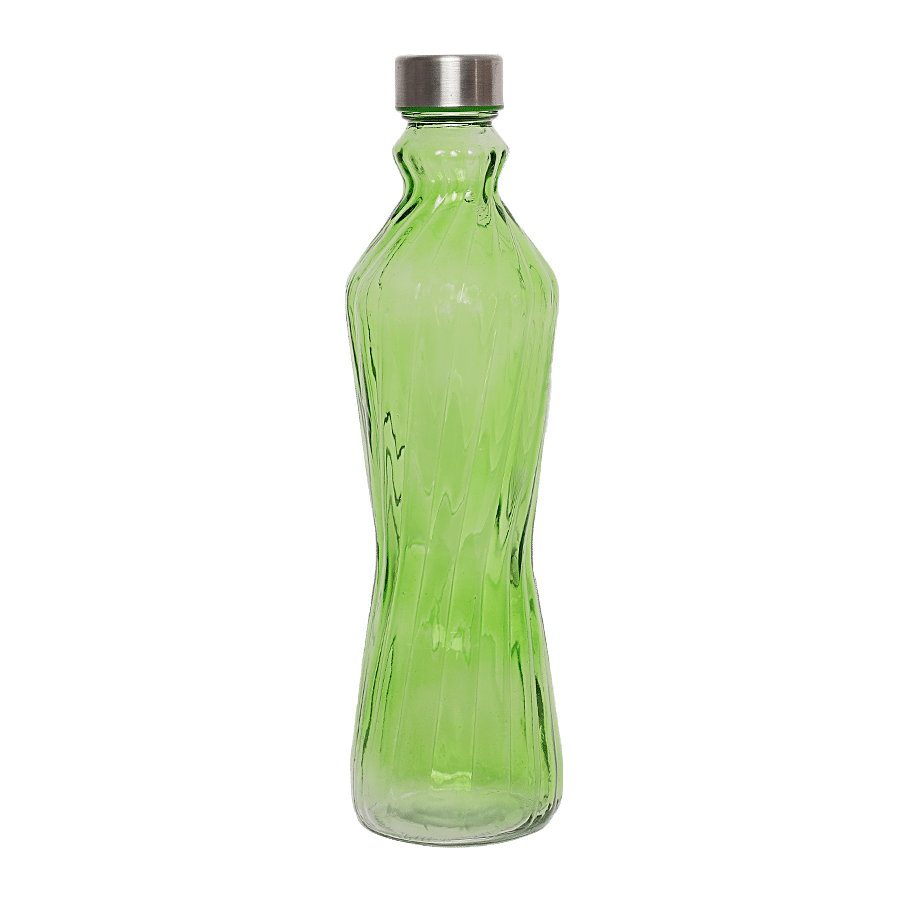 BB Home Glass Water Bottle With Round Base - Green