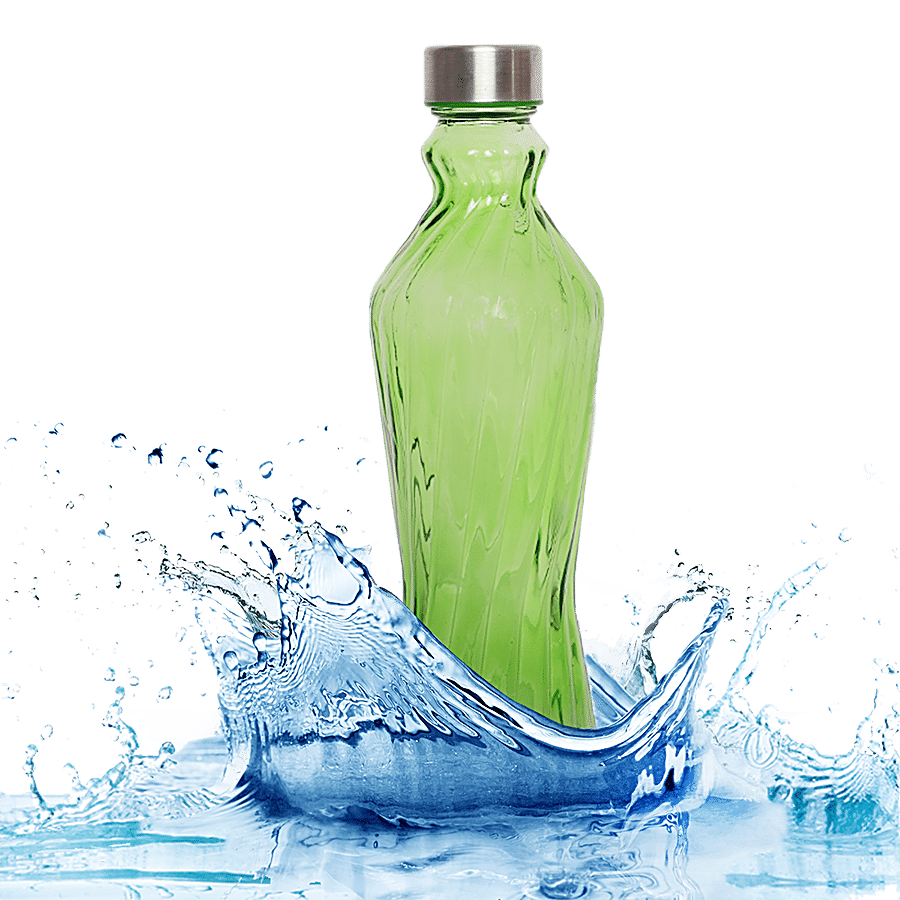 BB Home Glass Water Bottle With Round Base - Green