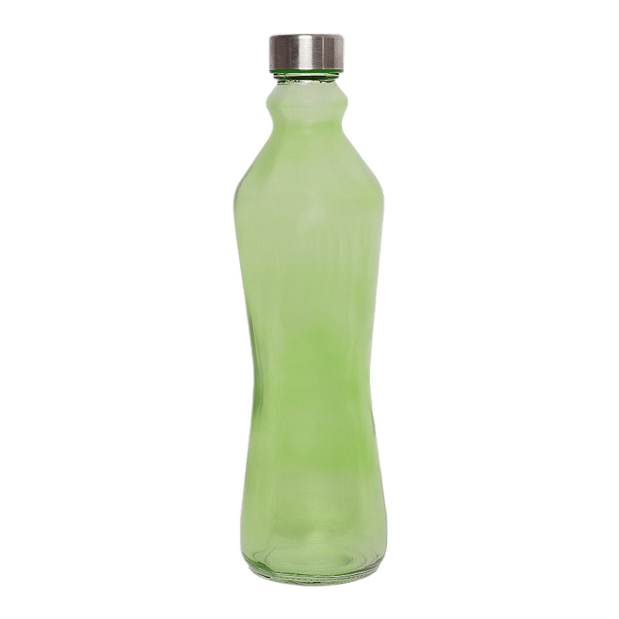 BB Home Glass Water Bottle With Round Base - Green