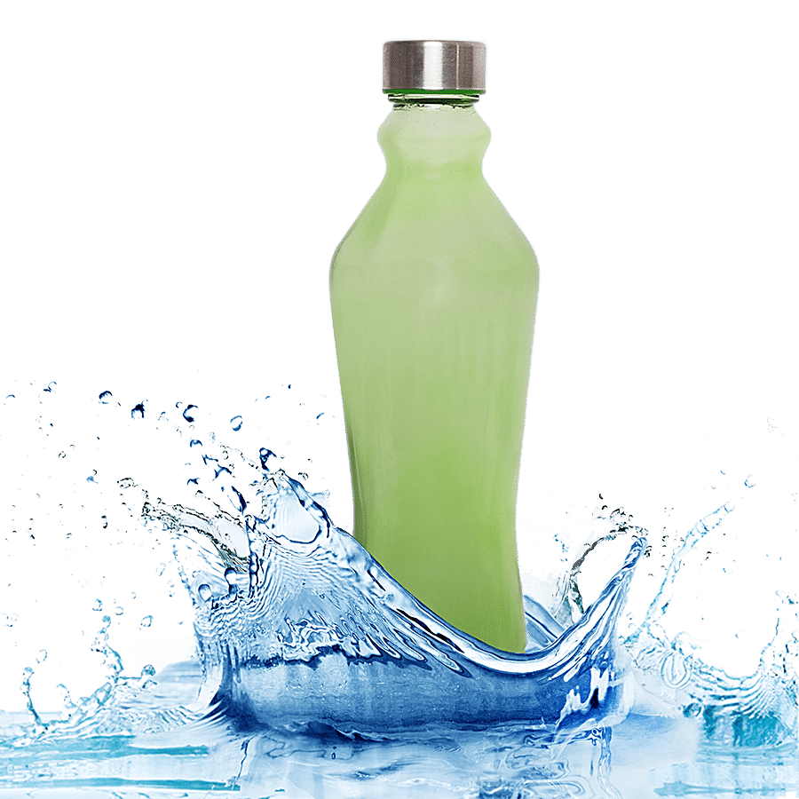 BB Home Glass Water Bottle With Round Base - Green