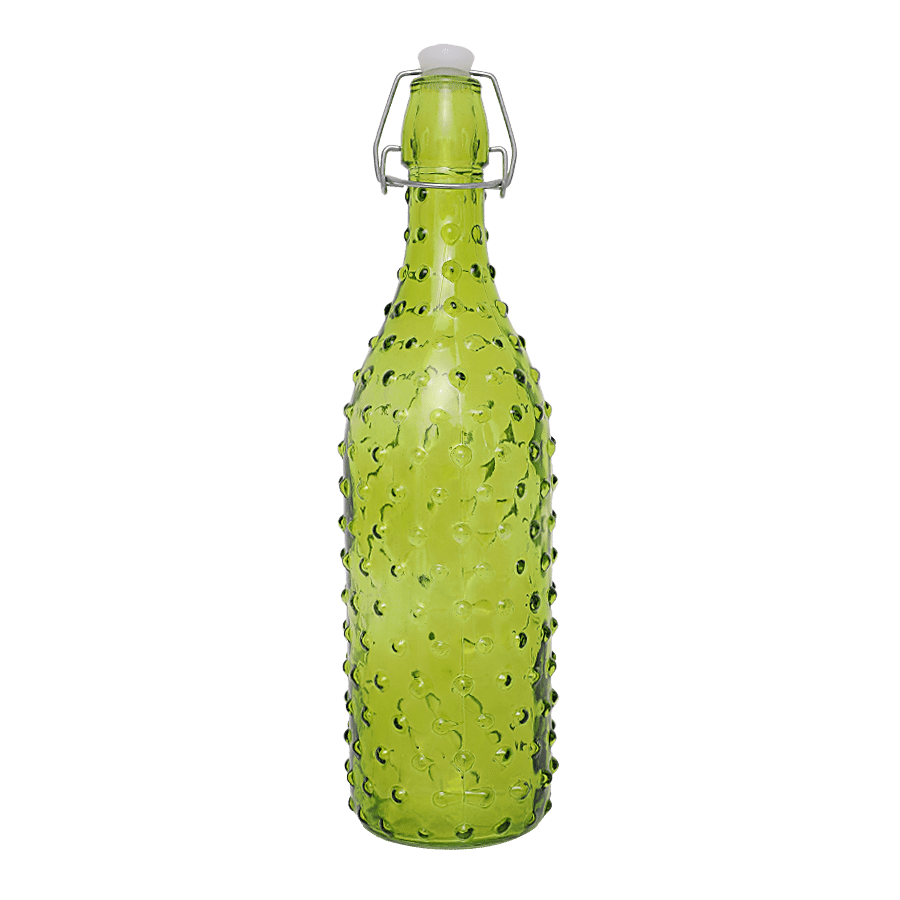 BB Home Glass Water Bottle With Round Base - Green