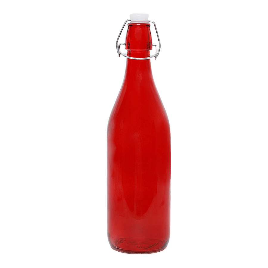 BB Home Glass Water Bottle With Round Base - Red