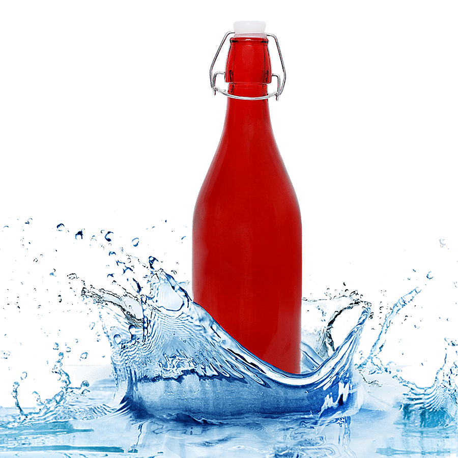 BB Home Glass Water Bottle With Round Base - Red