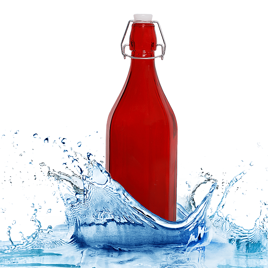 BB Home Glass Water Bottle With Round Base - Red