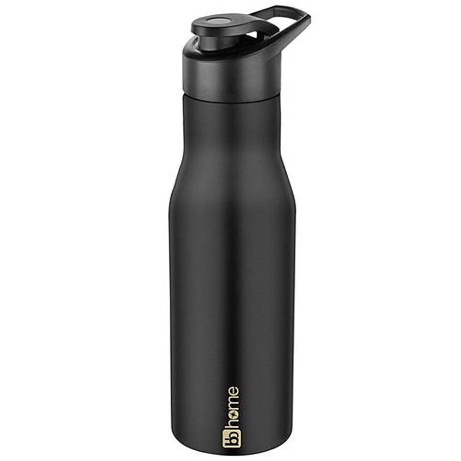 BB Home Puro Stainless Steel Bottle With Sipper Cap - Black Colour