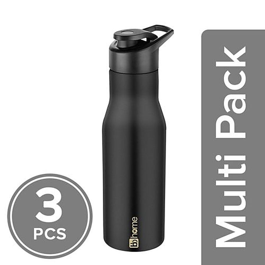 BB Home Puro Stainless Steel Bottle With Sipper Cap - Black Colour