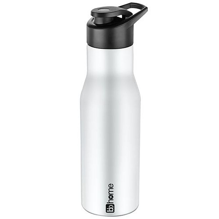 BB Home Puro Stainless Steel Bottle With Sipper Cap - White Matt Finish