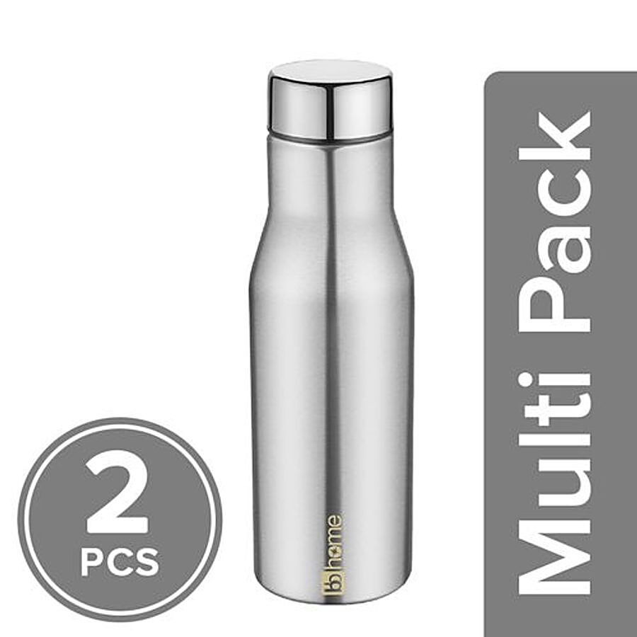 BB Home Puro Stainless Steel Bottle With Steel Cap - Steel Matt Finish