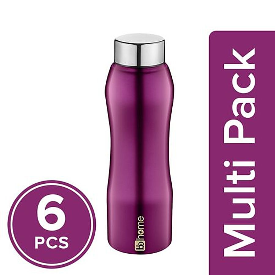 BB Home Trendy Stainless Steel Water Bottle With Steel Cap - Purple